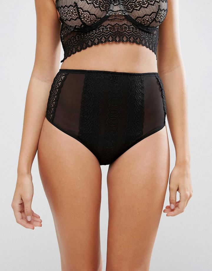 Asos Viola Linear Lace Highwaist Pant - Black