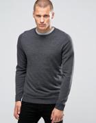 Jack & Jones Premium Slim Merino Crew Knit Sweater - Gray