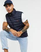 Polo Ralph Lauren Player Logo Recycled Nylon Puffer Vest In Navy