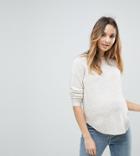 Asos Maternity Sweater In Fluffy Yarn With Crew Neck - Beige