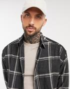 Asos Design 90s Oversized Wool-rich Shirt In Black And White Large Scale Plaid