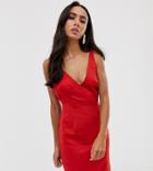 Asos Design Mini Dress In Structured Ottoman - Red