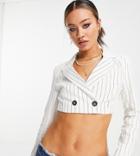 Reclaimed Vintage Inspired Cropped Blazer In Stripe - Part Of A Set-multi