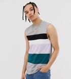 Asos Design Tall Organic Tank Tank With Tonal Color Block-gray