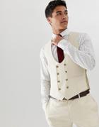 Asos Design Wedding Super Skinny Suit Vest In Stone Linen