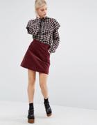 Monki Cord A-line Mini Skirt - Red