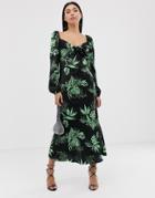 Asos Design Off Shoulder Tropical Print Maxi Dress With Bow Front - Multi