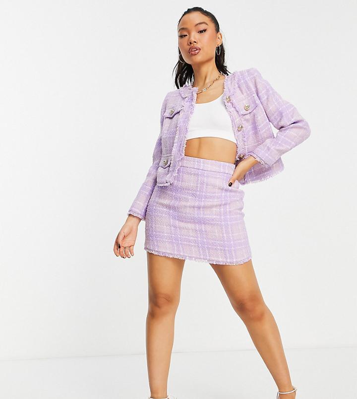 River Island Petite Boucle Mini Skirt In Purple - Part Of A Set