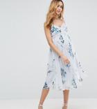 Asos Maternity Mesh Ruched Floral Midi Dress - Multi
