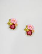 Les N R Ides Floral Gem Earrings - Pink