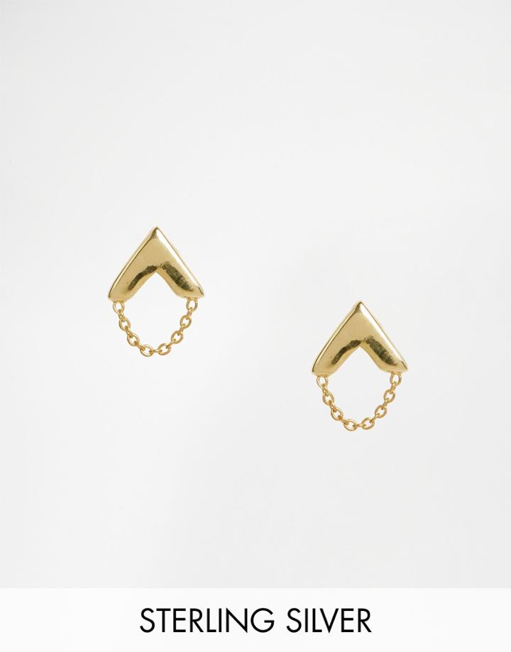 Asos Gold Plated Sterling Silver Arrow Chain Earrings - Gold