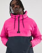 Pull & Bear Overhead Jacket With Color Blocking In Pink - Pink