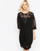 Vero Moda Crochet Detail Dress - Black