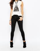 Lira Skinny Jeans With Tie Front Lace Up Detail - Black