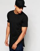 Jack & Jones Longline T-shirt With Curved Hem - Black