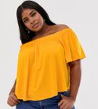 Asos Design Curve Off Shoulder Swing Top In Yellow - Yellow