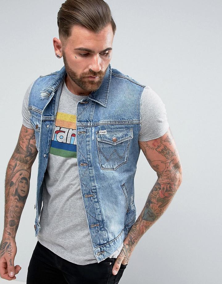Wrangler Denim Tank Jacket Salted Ribs - Blue