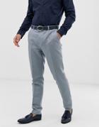 Gianni Feraud Wedding Slim Fit Plain Linen Suit Pants-blue