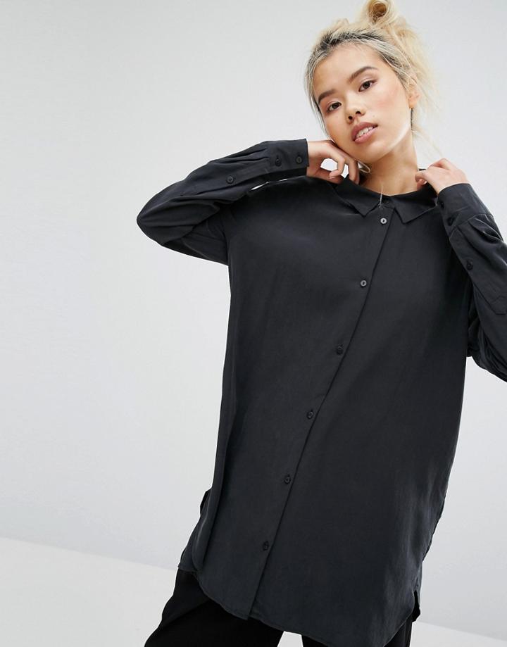 Weekday Cupro Shirt - Black