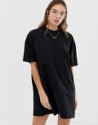 Collusion Mini T-shirt Dress In Black - Black