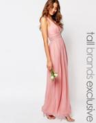 True Decadence Tall Maxi Plunge Front Open Back Prom Dress - Pink
