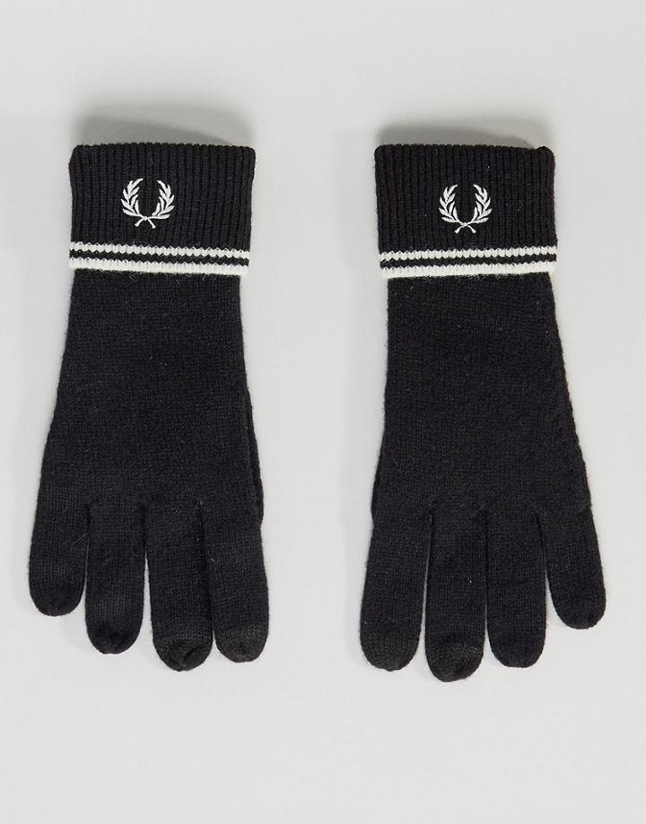 Fred Perry Twin Tipped Lambswool Gloves Black - Black
