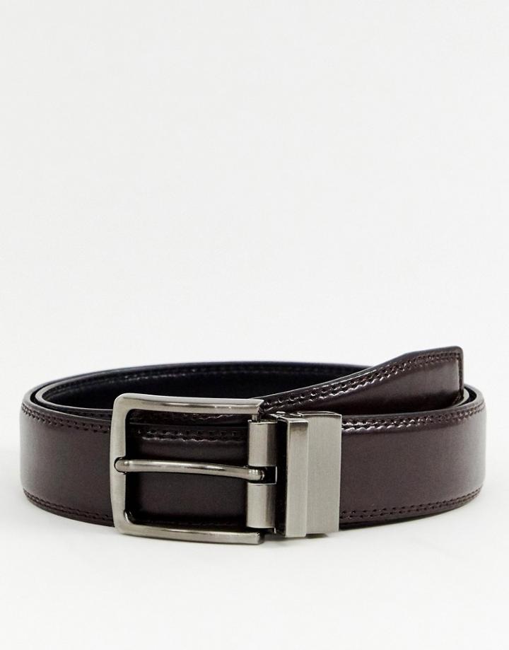New Look Reversible Smart Belt In Black And Brown - Black