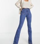 River Island Tall Pocket Front Flared Jeans In Mid Authentic Blue