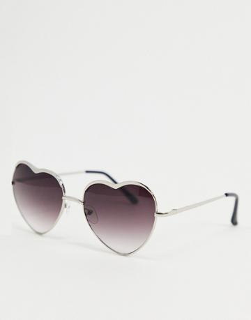 Aj Morgan Heart Sunglasses In Silver