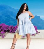 Asos Design Curve Cami Mini Sundress Dress With Raw Edges In Blue Gingham-multi
