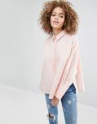 Asos Oversized Cotton Shirt With Split Sides - Pink