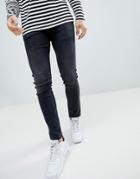 River Island Skinny Jeans In Washed Black - Black