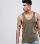 Asos Design Tall Vest With Extreme Racer Back In Green - Green