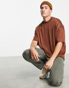 Asos Design Oversized T-shirt In Rib In Brown