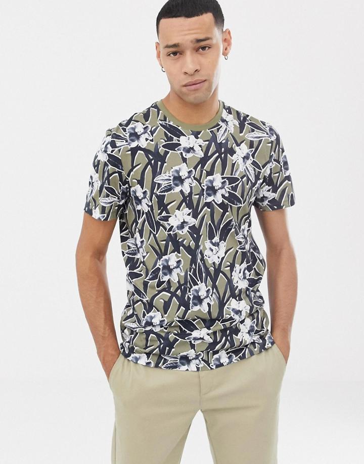 Ted Baker T-shirt With Floral Print - Green