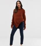 Asos Design Maternity Kimmi Boyfriend Jeans In Blackened Blue Wash With Over The Bump Band