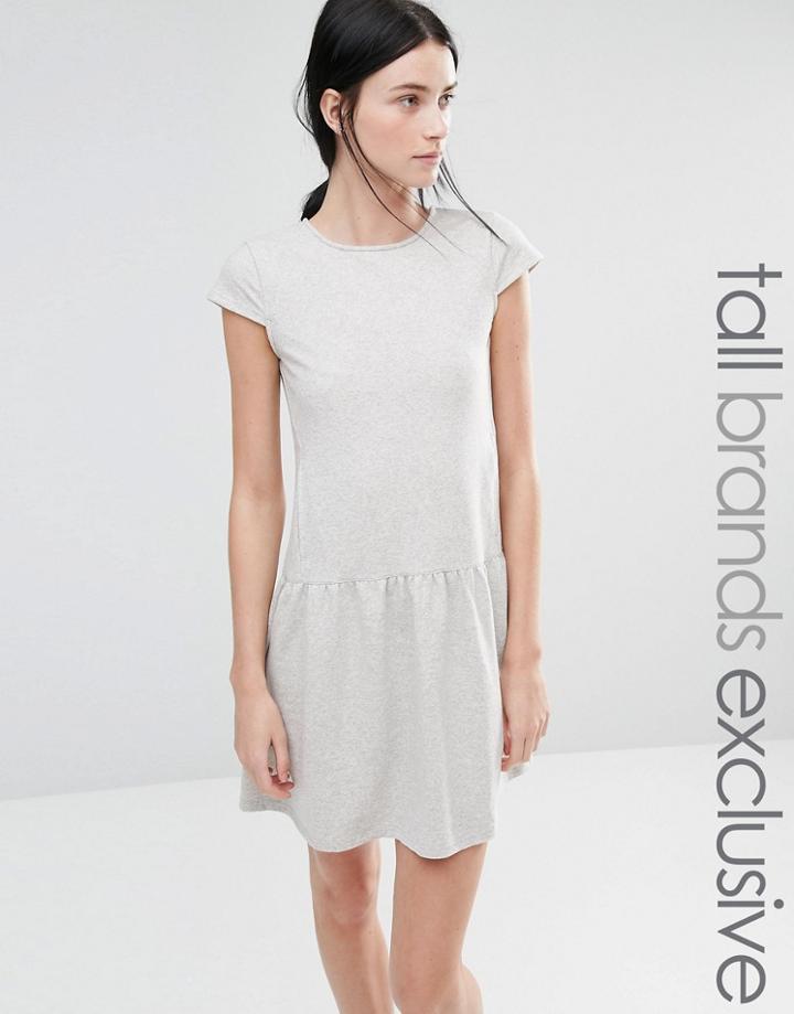 One Day Tall Peplum Hem Sweat Dress - Gray Marl