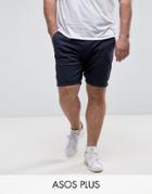 Asos Plus Skinny Chino Shorts In Navy - Navy
