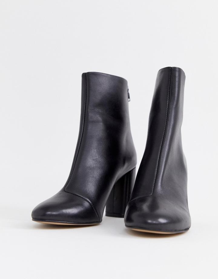 Asos Design Embrace Leather High Ankle Boots - Black