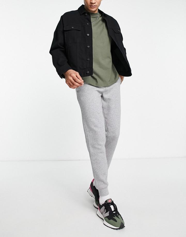 Jack & Jones Essentials Slim Sweatpants In Light Gray
