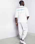 Asos Dark Future Oversized T-shirt In White With Repeat Back Print - Part Of A Set