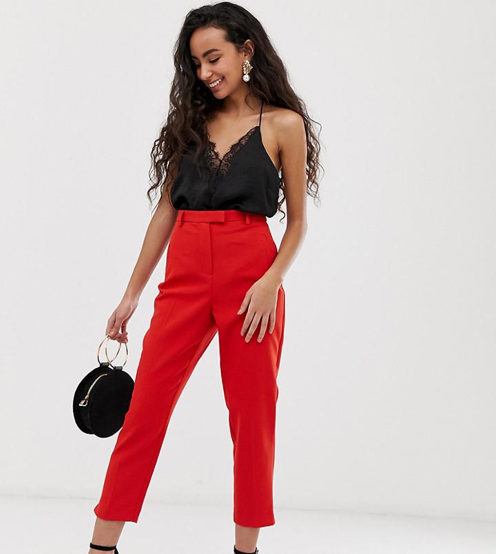 Miss Selfridge Petite Cigarette Pants In Red