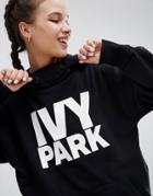Ivy Park Logo Oversized Hoodie In Black - Black