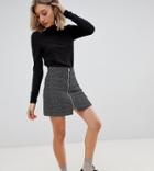 Asos Design Petite Jersey Boucle Mini Skirt With Side Zip And Popper Waistband-multi