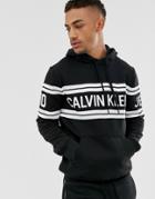 Calvin Klein Jeans Varsity Traveling Logo Crossover Hoodie In Black