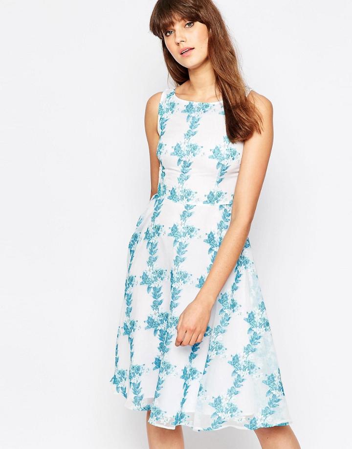 Traffic People Twirl Dress In Floral Print - Cream
