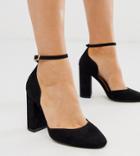 Asos Design Wide Fit Pleasant High Block Heels In Black - Black