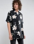 Asos Oversized Viscose Floral Shirt - Black
