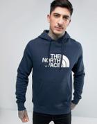 The North Face Drew Peak Hoodie Large Logo In Navy - Navy