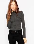 Asos The Turtleneck With Long Sleeves - Charcoal Marl